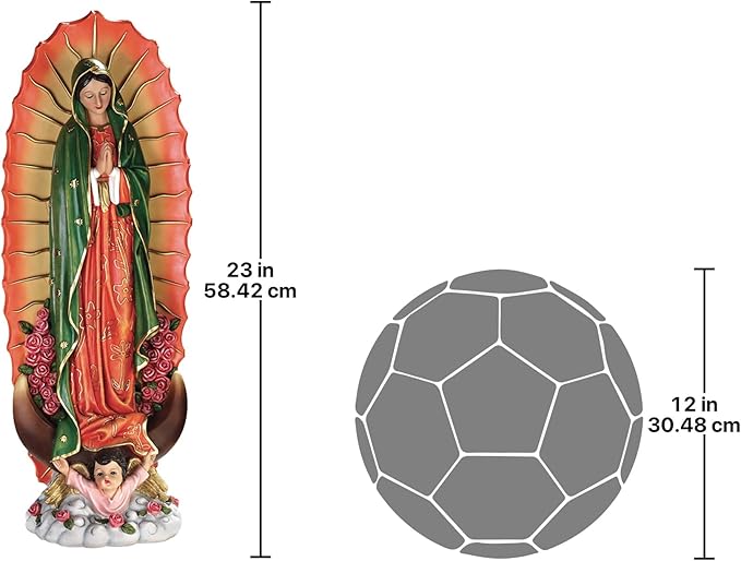 Design Toscano Virgin of Guadalupe Religious Indoor/Outdoor Garden Decor Statue, Medium 23 Inch Tall, Cast Stone Resin, Full Color Painted Finish