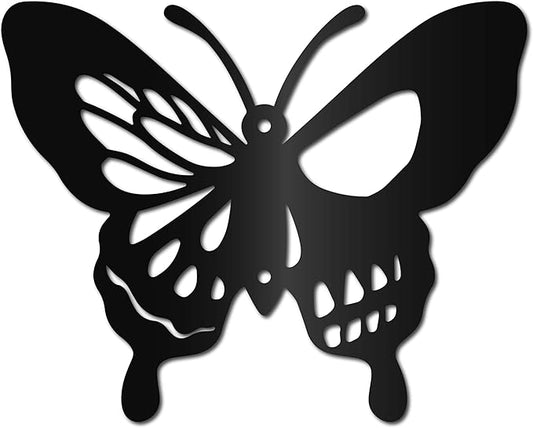 CREATCABIN Moth Metal Wall Decor Black Skull Metal Wall Art Hanging Ornament Iron Butterfly Wall Decoration Sculpture Butterfly Boho Home Decor for Modern Farmhouse Rustic Home Bathroom 8 x 6.3Inch