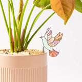 JOONOR 2 Pieces Stained Acrylic Bird Butterfly Flower Pot Hugger Cute Animal Butterfly Bird Statue for Planter Hanger Decorations Outdoor Fairy Garden Planter Edge Accessories,Style C