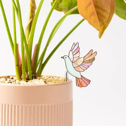 JOONOR 2 Pieces Stained Acrylic Bird Butterfly Flower Pot Hugger Cute Animal Butterfly Bird Statue for Planter Hanger Decorations Outdoor Fairy Garden Planter Edge Accessories,Style C