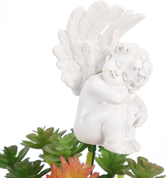 Kisangel Angel Wings Ornaments Resin Garden Sculpture 2.8 Inch Decorative Angel Wing Statue for Outdoor Patio Lawn Decor