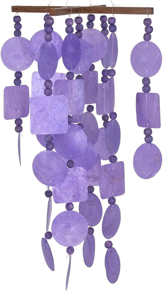 Woodstock Chimes Asli Arts Collection, Purple Capiz Chime, 21'' Capiz Wind Chimes for Outdoor, Patio, Home or Garden Décor (C716)