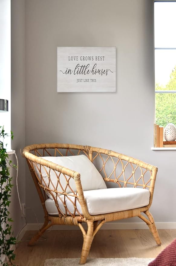 Inspirational Quotes Love Grows Best in Little House Just Like This Canvas Wall Art Prints Artwork Signs Framed For Farmhouse Home Living Room Decor, 14 X 11 inch,Couple Gift, Housewarming Gifts