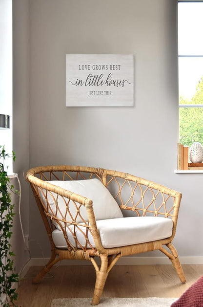 Inspirational Quotes Love Grows Best in Little House Just Like This Canvas Wall Art Prints Artwork Signs Framed For Farmhouse Home Living Room Decor, 14 X 11 inch,Couple Gift, Housewarming Gifts