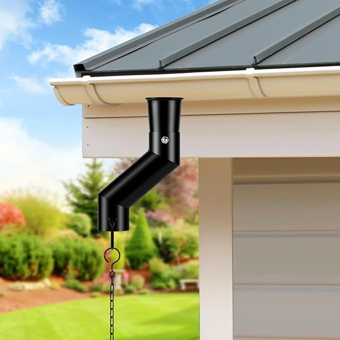 Tfro & Cile Rain Chain Gutter Adapter Black Installation Suit for Gutter Downspout Outlet