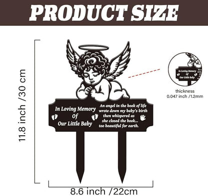 SUPERDANT Baby Memory Memorial Gravestone Decorations for Cemetery Grave Markers Angle Baby Metal Garden Stake Graves Cemetery Decor Outdoor Plaque Ornament Graveyard Decorative Memoriam Art Gifts