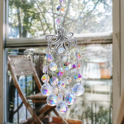 SUNCATCHER with Crystals, Octopus Suncatchers for Window AB Chandelier Beads Crystal prisms, Sun Catcher Gifts for Any Occasion as a Present