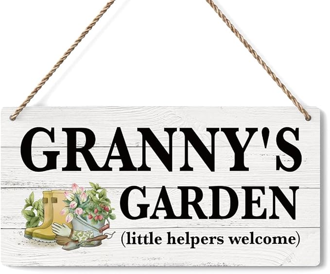 Granny Gifts Outdoor Garden Wooden Sign Decor, Indoor Garden Decoration Hanging Signs 12x6 Inches, Outdoor Porch Yard Wall Art Decor Sign, Mother's Day Gifts Birthday Gift for Mom Grandma