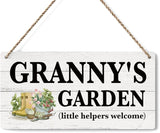 Granny Gifts Outdoor Garden Wooden Sign Decor, Indoor Garden Decoration Hanging Signs 12x6 Inches, Outdoor Porch Yard Wall Art Decor Sign, Mother's Day Gifts Birthday Gift for Mom Grandma