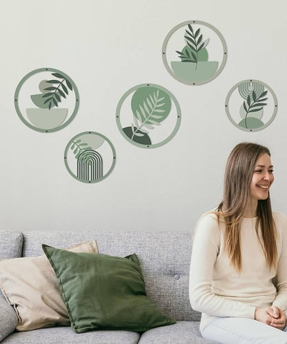 Putuo Decor 5 Pcs Boho Wall Art Set, Bohemian Minimalist Geometric Wall Hanging Decor, Nature-Inspired Farmhouse Nursery Decoration for for Apartment Living Room Bathroom Bedroom Above Bed