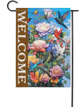 Gkyygk Welcome Garden Flag Roses Hummingbirds Butterflies Double Sided 12x18 Inch Banners Welcome Yard House Outside Outdoor Summer Decoration