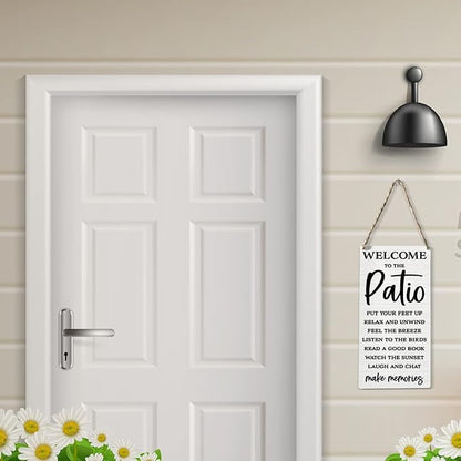 Rustic Patio Wood Sign Welcome Sign Patio Decor Farmhouse Home Family House Patio Wall Decor Hanging Wall Sign Wooden Wall Art Decor Decorative Plaque Sign for Home Porch Front Door Outdoor Bar
