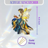Reading Fairy Book Ornament – Stained Glass Style Acrylic Christmas Ornament, Book Lover Gift for Women, Teacher & Librarian Book Club Decorations, Fantasy Ornament Holiday Décor(Sun-01)