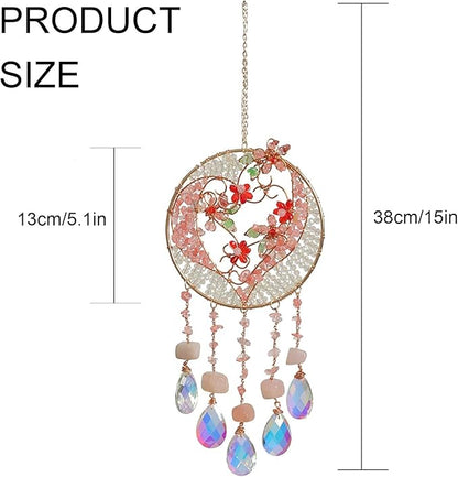 TUOKING Crystal Suncatchers for Window Pink Love Dreamy Crystal Natural Stone Sun Catchers Rainbow Maker Ornament Gift Home Garden Decoration