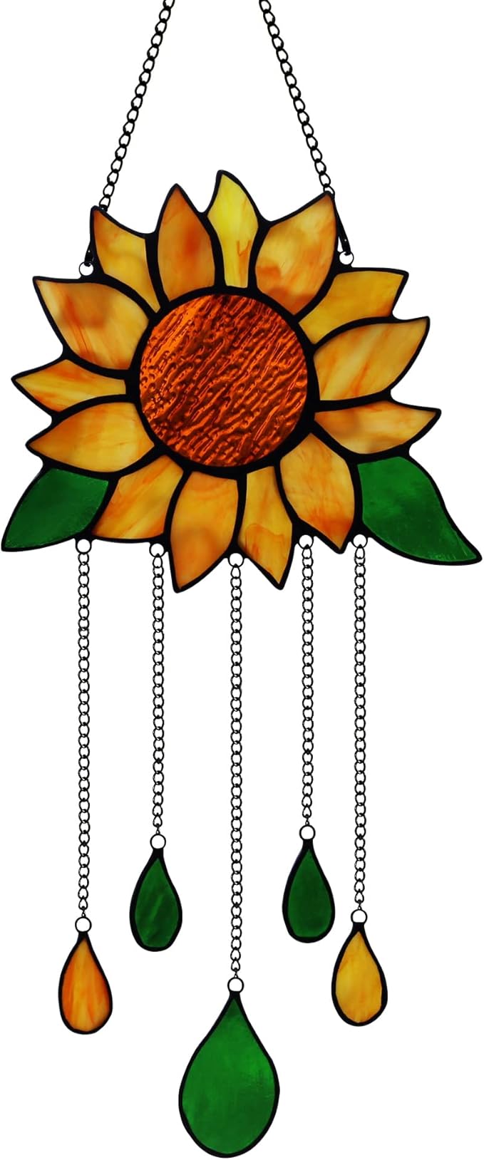 Sunflower Stained Glass Window Hanging,Sunflowers Birthday Party Decorations,Outdoor Suncatcher for Patio,Kitchen and Garden Decor,Sunflower Gift for Mom,Women and Grandma