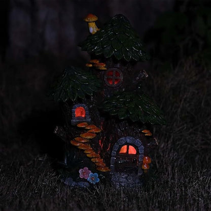 Zayton Garden Treehouse Outdoor Statues Yard Resin Decoration Gift Handmade Housewarming Gift for Patio Yard Lawn Waterproof Cracking