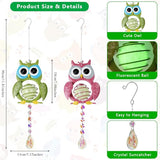 Garden Suncatcher, 2 Pack Hanging Owl Suncatchers with Rainbow Maker Crystal, Hand-Painted Metal Sun Catchers Indoor Window for Garden, Patio, Balcony, Indoor Window