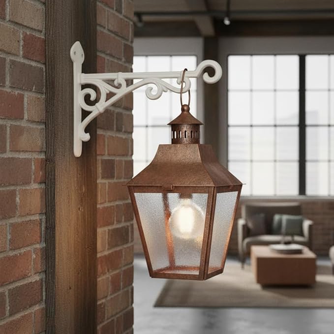 Comfy Hour 11" Heavy Duty White Cast Iron Wall Mount Bracket, Decorative Plant Hanger for Outdoor Garden & Indoor Home, Vintage Metal Hook for Bird Feeders, Wind Chimes & Lanterns, 1 pc