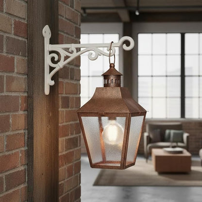 Comfy Hour 11" Heavy Duty White Cast Iron Wall Mount Bracket, Decorative Plant Hanger for Outdoor Garden & Indoor Home, Vintage Metal Hook for Bird Feeders, Wind Chimes & Lanterns, 1 pc