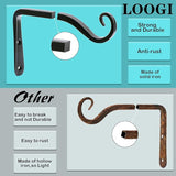 LOOGI Hanging Plant Bracket, Wall Hook Plant Hanger 6 Inch Decorative Hooks for Indoor Planter Lantern, Outdoor Bird Feeder Wind Chime, 2 Pack Black
