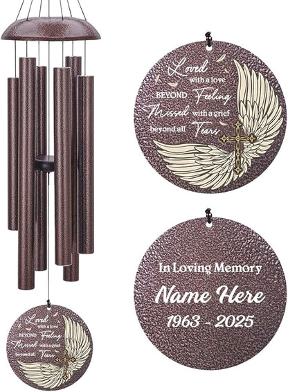 Personalized Sympathy Wind Chime, Wind Chimes for Loss of Loved Father/Mother/Lover, Commemorative Sympathy Bereavement Gifts for Condolences/Funeral, Product in USA