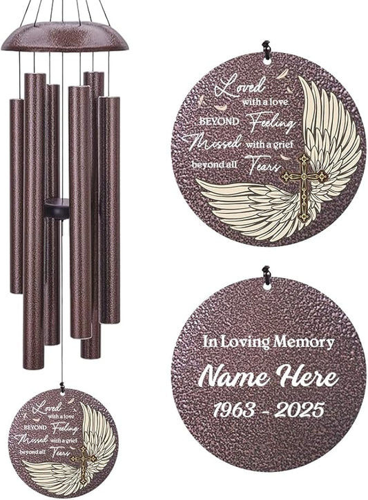 Personalized Sympathy Wind Chime, Wind Chimes for Loss of Loved Father/Mother/Lover, Commemorative Sympathy Bereavement Gifts for Condolences/Funeral, Product in USA