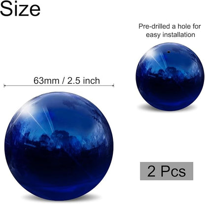 uxcell 2 Pcs Gazing Globe Decor Ball 2.5 Inch 63mm Reflective Garden Sphere Hollow Ball, Seamless Stainless Steel Gazing Ball, Smooth Mirror Globe for Garden Home Decor, Sapphire Blue