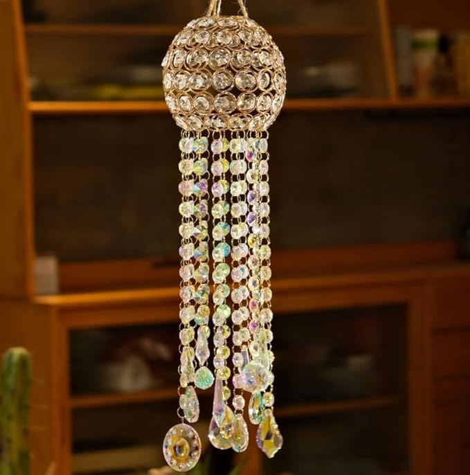 Crystal Wind Chime Light Catcher Suitable for Window Hanging Suitable for Home Indoor and Outdoor Garden Decoration Light Catcher (Medium)