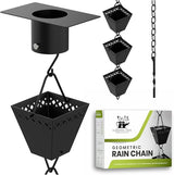 Rain Chain Kit w/Adapter & Extension | Black Powder Coated Rain Chains for Gutters 10 ft | Rain Chain | Gutter Chain Downspout | Rain Chains for Outside | Rain Catcher | Rain Chimes