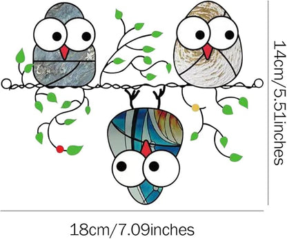 Gift Wrapped for Zayookey Multicolor Owls Window Hanging Suncatchers Panel Bird Stained Window Hangings Ornament for Wall Home Garden Decor Gift