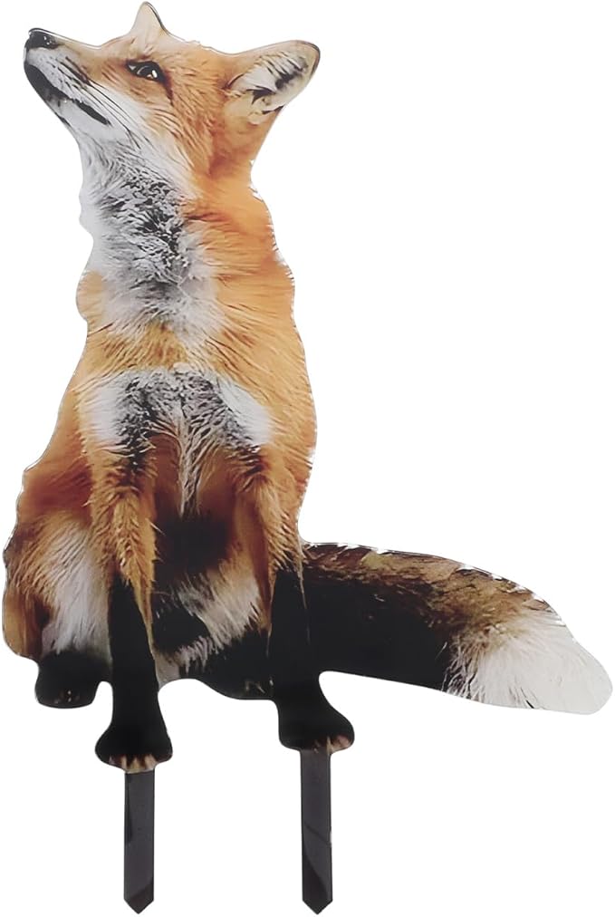 Milisten Fox Lawn Sign Acrylic Garden Stake Outdoor Decorative Fox Figurine for Yard Pathways Patio and Farm Lawn Ornament