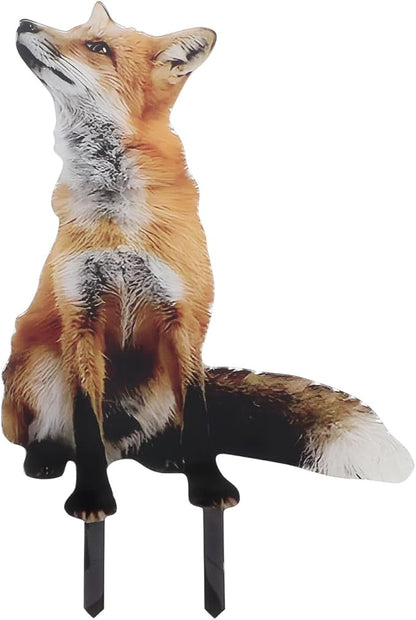 Milisten Fox Lawn Sign Acrylic Garden Stake Outdoor Decorative Fox Figurine for Yard Pathways Patio and Farm Lawn Ornament