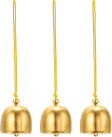PATIKIL 3 Pcs Wind Chime, Hanging Bells Temple Bells Retro Outdoor Hanging Metal Chinese Wind Chime Round for Outside Garden Camping, Gold Yellow