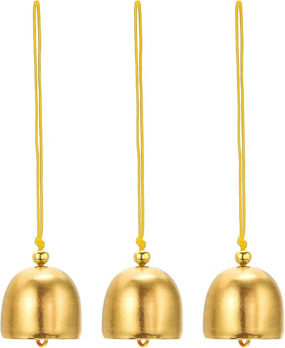 PATIKIL 3 Pcs Wind Chime, Hanging Bells Temple Bells Retro Outdoor Hanging Metal Chinese Wind Chime Round for Outside Garden Camping, Gold Yellow