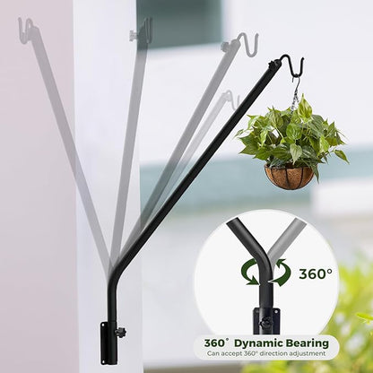 Kingsyard Heavy Duty Wall Mounted Deck Hook, 27"-39" Adjustable Metal Plant Wall Hanger for Hanging Bird Feeders, Planters, Lanterns, Wind Chimes, Wall Mounted