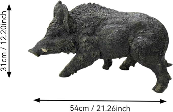 Large Wild Boar Garden Statue - 21.26" L x 12.2" H Faux Boar Sculpture, Realistic Resin Wildlife Figurine Ornament for Outdoor Decor, Yard Art Craft for Patio Lawn Porch