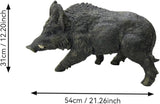 Large Wild Boar Garden Statue - 21.26" L x 12.2" H Faux Boar Sculpture, Realistic Resin Wildlife Figurine Ornament for Outdoor Decor, Yard Art Craft for Patio Lawn Porch