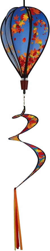 In the Breeze 0986 Fall Leaves Spinner Hot Air 6 Panel Spinning Balloon-Outdoor Autumn Decoration,10.5" W x 16" w/ 30" Tail,986