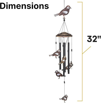 VP Home 32" H Soothing Songbirds Wind Chimes for Outside Unique Songbirds Soothing Windchimes Outdoor Decorations Garden Decor Songbirds Gift for Women, Mom, Grandma, Unisex