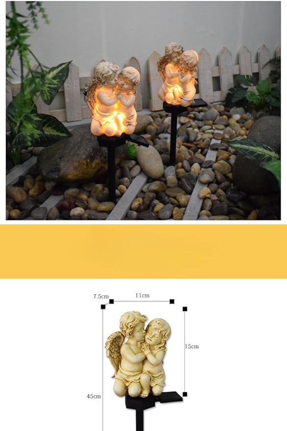 Angel Couple Solar Outdoor Garden Stakes Lighting, Multicolor, Warm White, Angel Theme, Outdoor Figurine Lights, Decoration, Outdoor Decoration, Seasonal Decoration, Housewarming, Gift-Giving