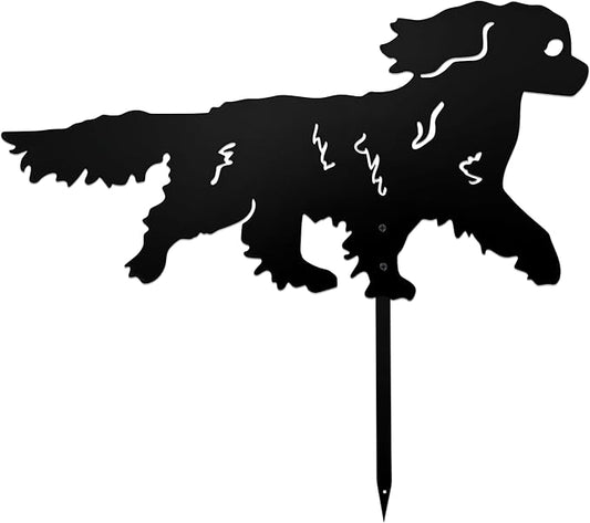 Running Cavalier King Charles Spaniel Garden Statue - Rustproof Metal Outdoor Decor Garden Stake | Dog Topiary Art & King Charles Cavalier Gifts for Pet Lovers