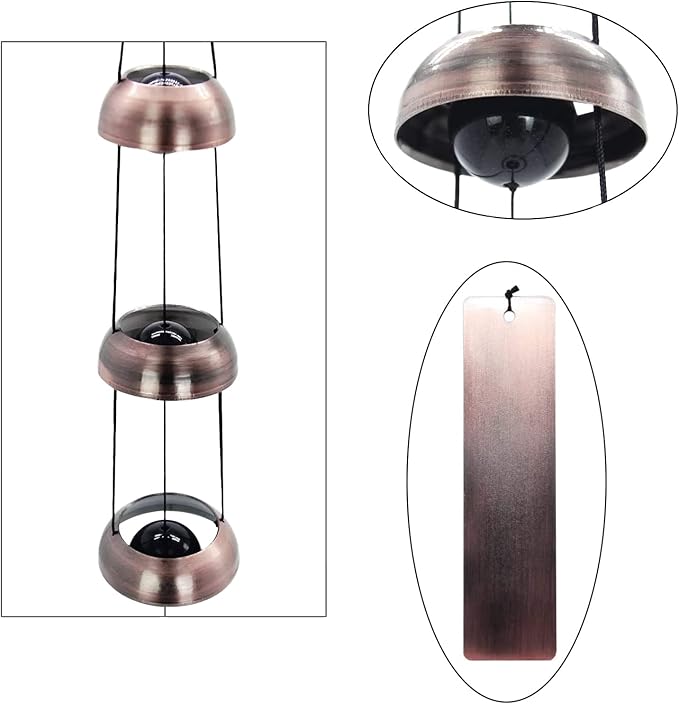 Temple Bells Wind Chimes Large,Red Copper Peace Memorial WindChimes Outdoors,Fengs Shui Japanese Wind Bells for Outside,Sympathy Chime Gift for Mom/Someone Who Loves Peace,Energy Garden Wind Bell
