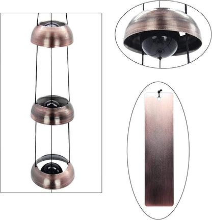 Temple Bells Wind Chimes Large,Red Copper Peace Memorial WindChimes Outdoors,Fengs Shui Japanese Wind Bells for Outside,Sympathy Chime Gift for Mom/Someone Who Loves Peace,Energy Garden Wind Bell