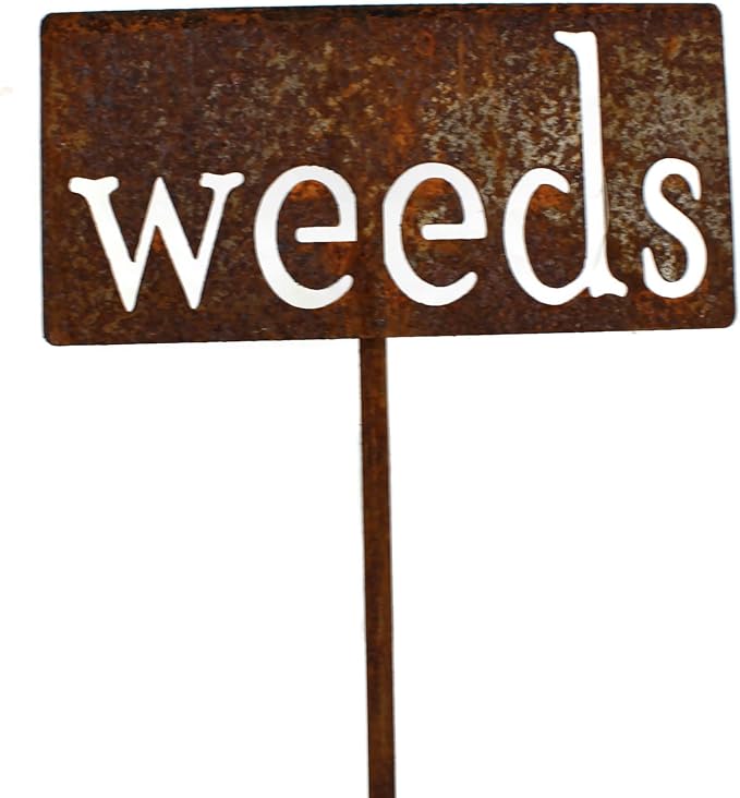 Classic Metal Garden Markers 19 Inches Tall (weeds, Naturally Rusted)