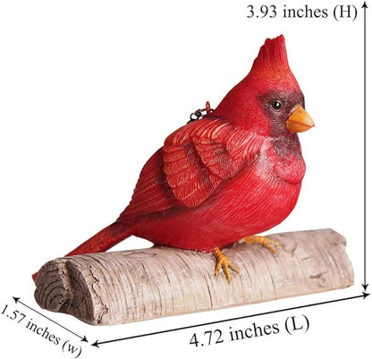 Mini Red Cardinal Bird Ornament On A Tree for Outdoor Indoor Use,Tree Statue Figurines Garden Decor 4.7L X4H