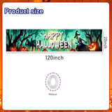 Happy Halloween Banner Large 120 x20 Inch Green Yard Sign Banner Flag Scary Halloween Party Hanging Decorations for Outdoor Fence Garage Garden Porch Holiday Backdrop Decor