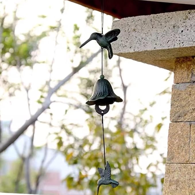 1 pc Japanese Traditional Hummingbird Wind Chimes for Outside, Green Hummingbird Iwachu Cast Iron Bless Temple Wind Bell Memorial Wind Chimes Outdoor or Indoor for Good Luck Garden (Green)