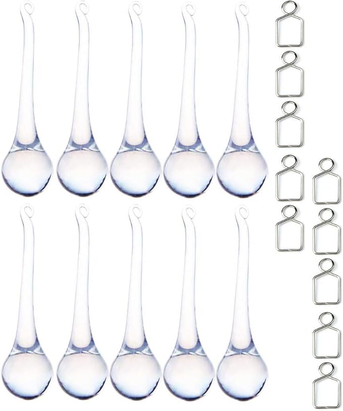 H&D 10pcs 5.9inch Large Suncatcher Crystal Raindrop Chandelier Prisms Hanging Drops Pendants Sun Catchers DIY Parts (Clear)