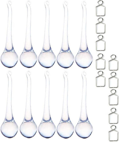 H&D 10pcs 5.9inch Large Suncatcher Crystal Raindrop Chandelier Prisms Hanging Drops Pendants Sun Catchers DIY Parts (Clear)
