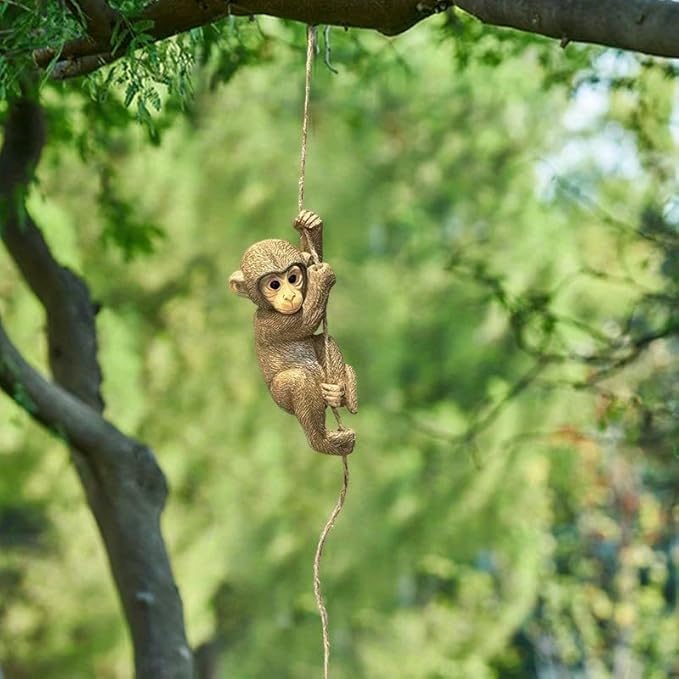 5.9 Inch Outdoor Monkey Statues – Lifelike Hanging Resin Monkey Figurine for Garden, Patio & Balcony Decor | Weather-Resistant Animal Ornament